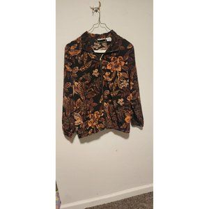 Blair Windbreaker Type Full Zip Jacket Fall Leaves Earth Tones Size Large